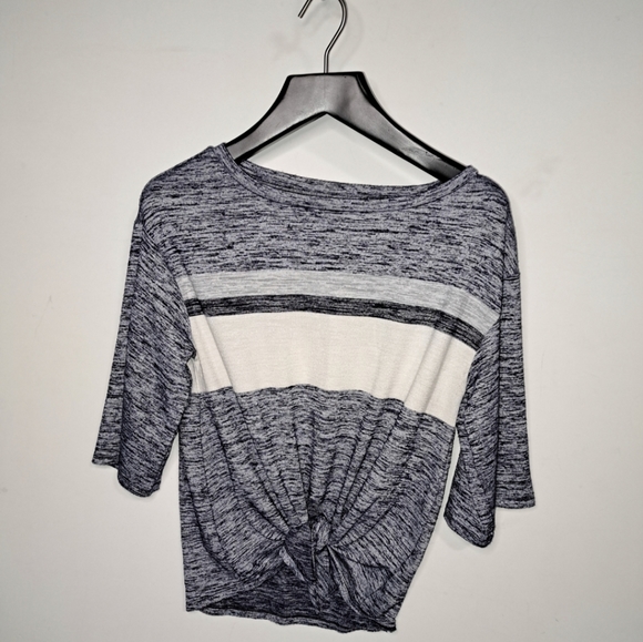 Gap Front Tie Blue White Striped Heathered Sweater XS Relaxed Fit - Picture 2 of 8